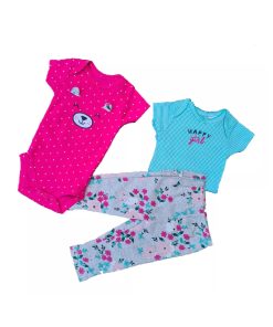 Ropa Set 3 piezas algodón osito niña talla 0M