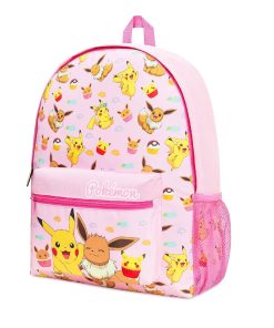 Pokemon Mochila Pikachu Eevee Rosado